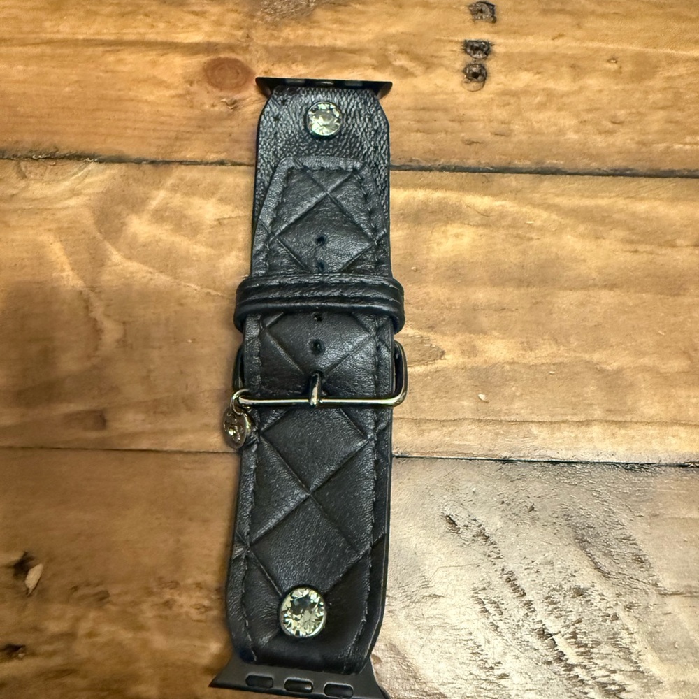 Black Quilted Leather Watch Band